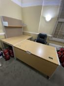 Office Furniture Contents of Room, including mainly matching desk, table, multi-drawer pedestal,