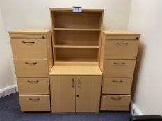 Bookcase, with matching double door cupboard and two x four drawer filing cabinetsPlease read the