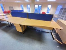 Four Matching Desks, with two acoustic screens and four multi-drawer pedestalsPlease read the