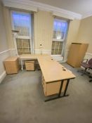 Office Furniture Contents of Room, including desk, table, three multi-drawer pedestals, filing