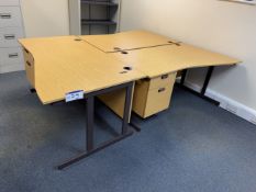 Three Desks, with one mobile multi-drawer pedestalPlease read the following important notes:- ***