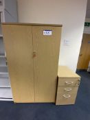 Double Door Cupboard, 920mm wide, with three drawer pedestalPlease read the following important