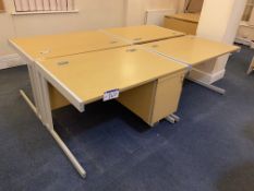 Four Cantilever Framed Desks, with two fitted pedestalsPlease read the following important