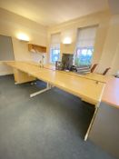 Six Desks, with pedestals as fitted and two angle poised lampsPlease read the following important