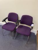 Two Purple Fabric Upholstered Steel Framed ArmchairsPlease read the following important notes:- ***