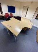 Four Desks, with partition panel and three multi-drawer pedestalsPlease read the following important