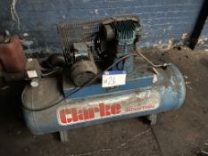 Clarke SB18C200 Horizontal Air Compressor, serial no. 56180, year of manufacture 2007Please read the