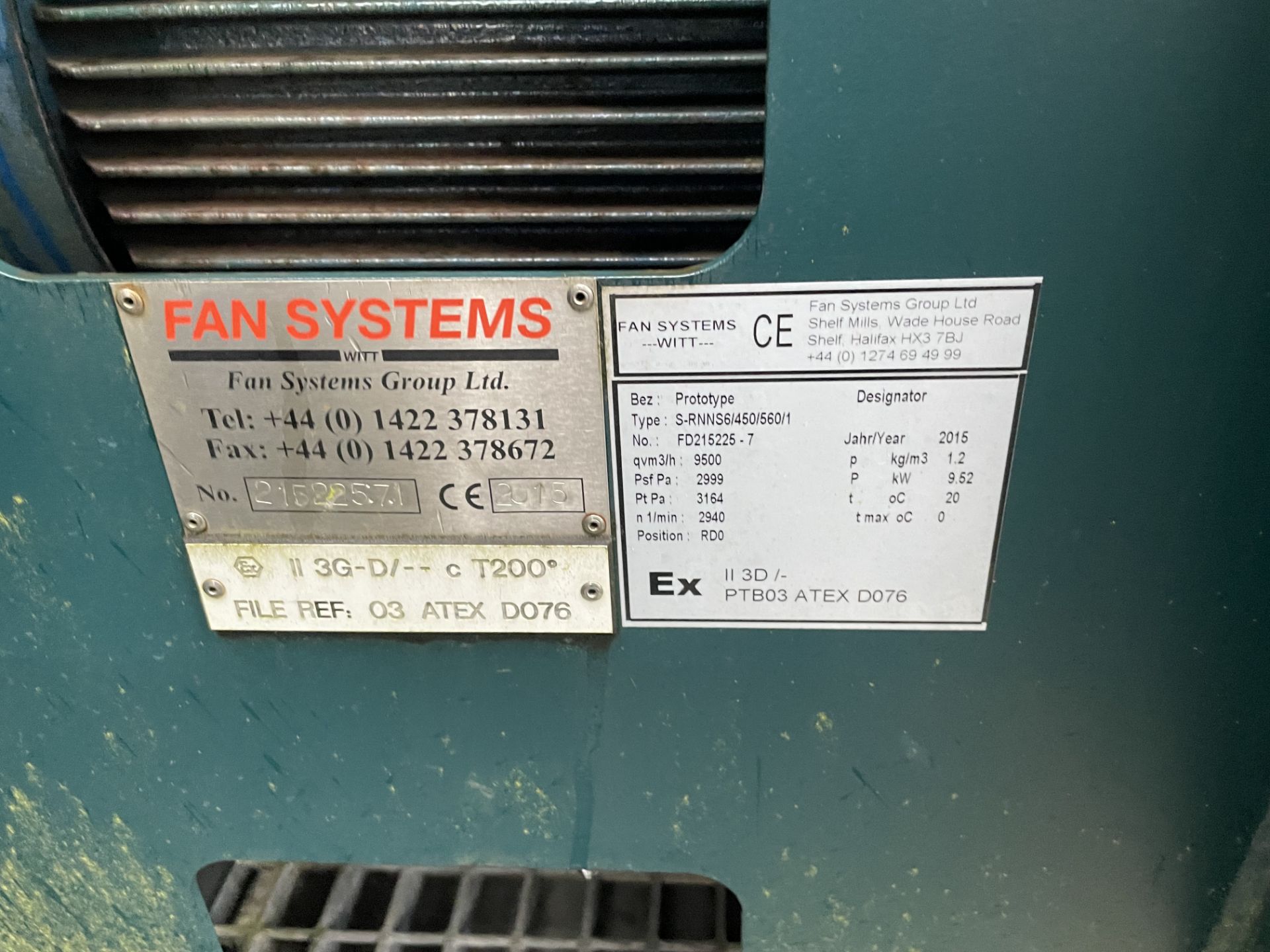 Fan Systems S-RNNS6/450/560/1 Steel Cased Centrifu - Image 3 of 3