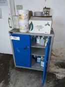 Double Door Steel Cabinet, with contents including