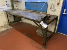 Steel Welding Bench, approx. 2.5m x 900mm, with Record engineers bench vicePlease read the following