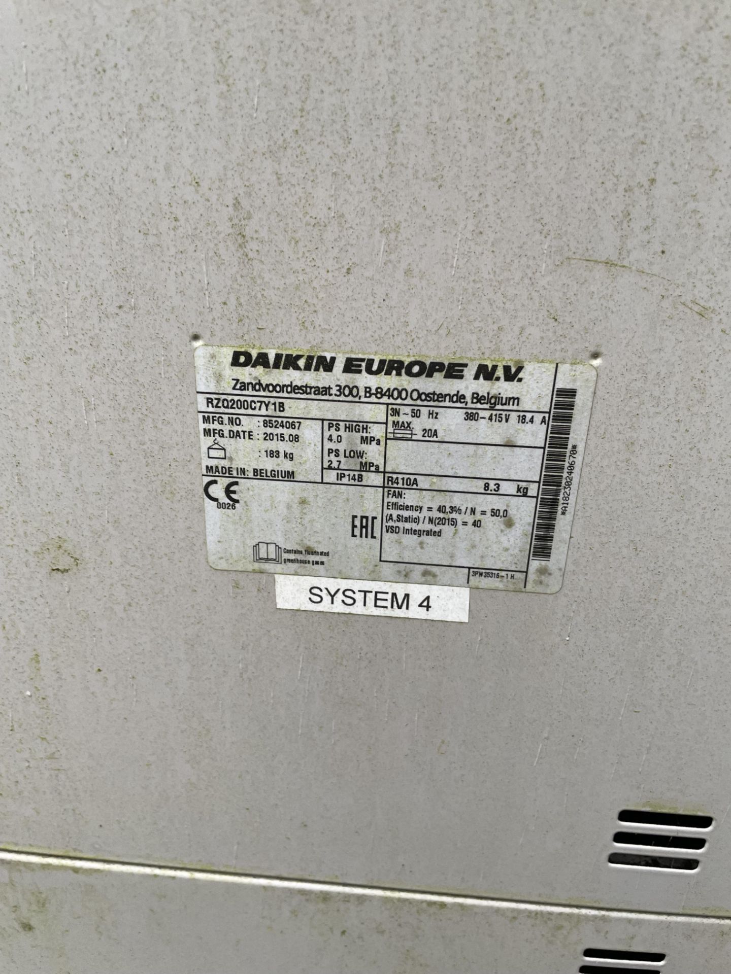 Daikin RZQ200C7Y1B SUPER INVERTER, serial no. 8520 - Image 2 of 2