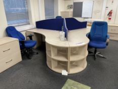 Three Section Modular Desk, with three chairs and two drawer cabinetPlease read the following