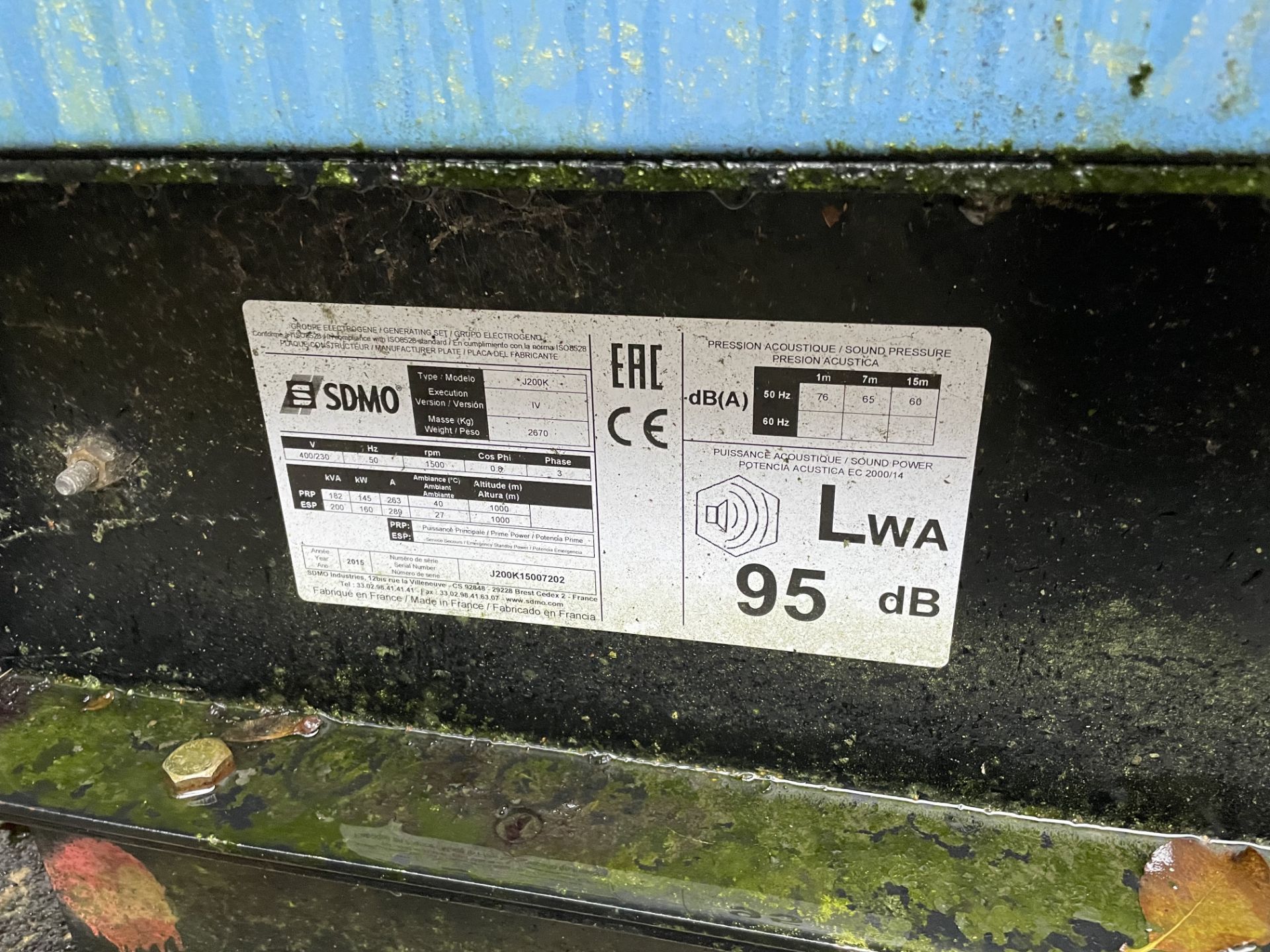 SDMO J200K 200 KVA STANDBY GENERATOR, serial no. J - Image 13 of 13