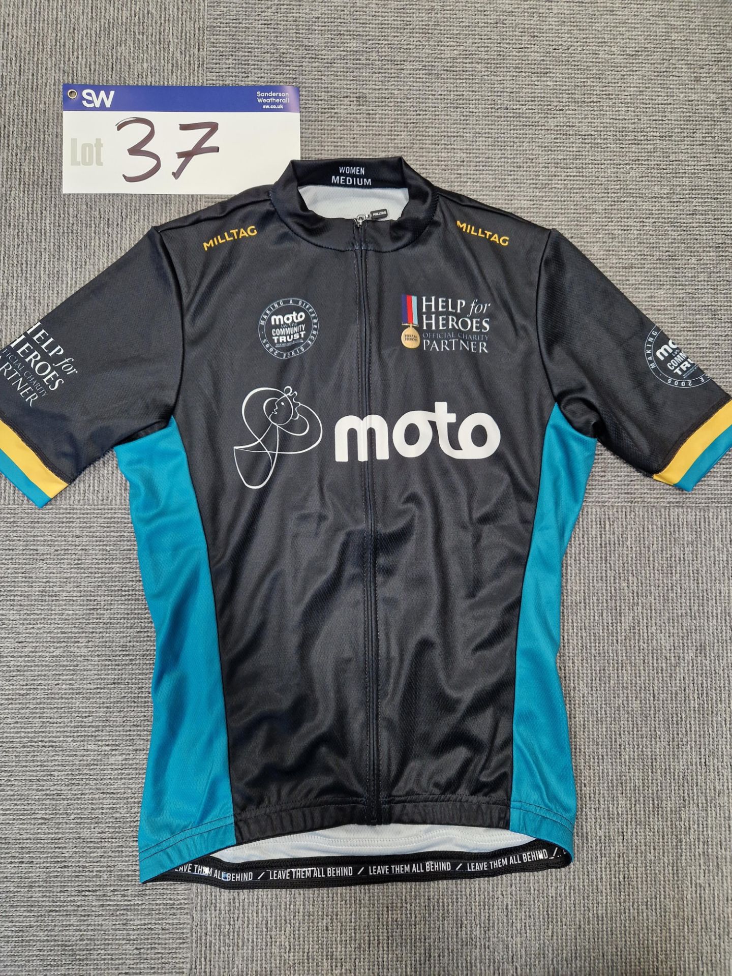 Women's Medium Milltag Cycling Jersey, Branded Moto, 100% PolyesterPlease read the following