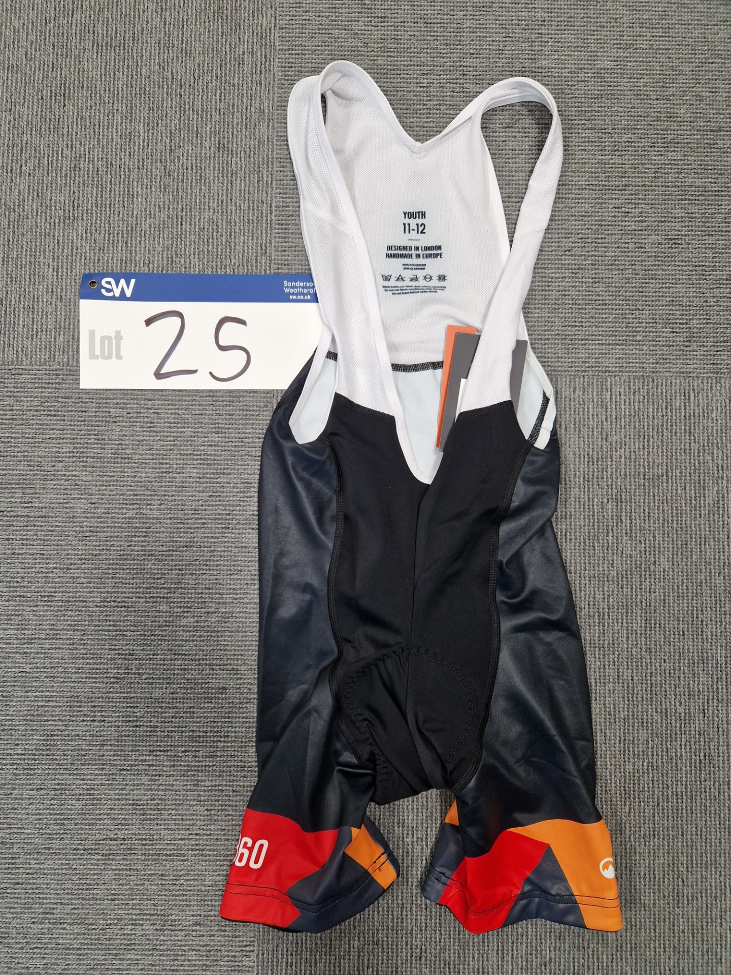Youth's 11-12 Milltag Cycling Bib, Branded Cycle 360, 80% Polyester 20% ElastanePlease read the