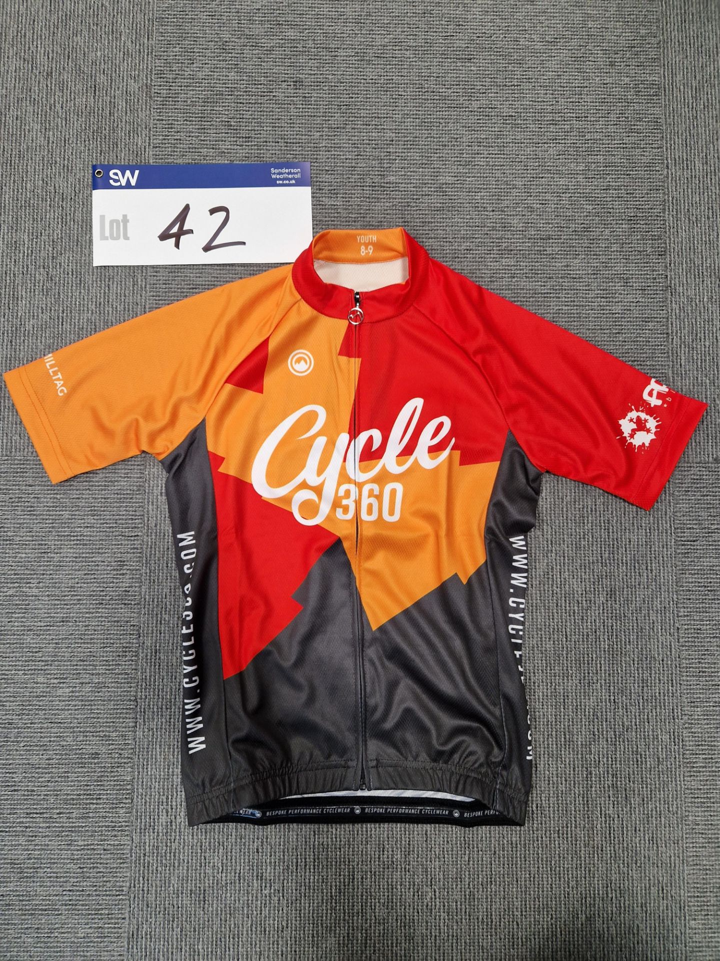 Youth's 8-9 Milltag Cycling Jersey, Branded Cycle 360, 100% PolyesterPlease read the following