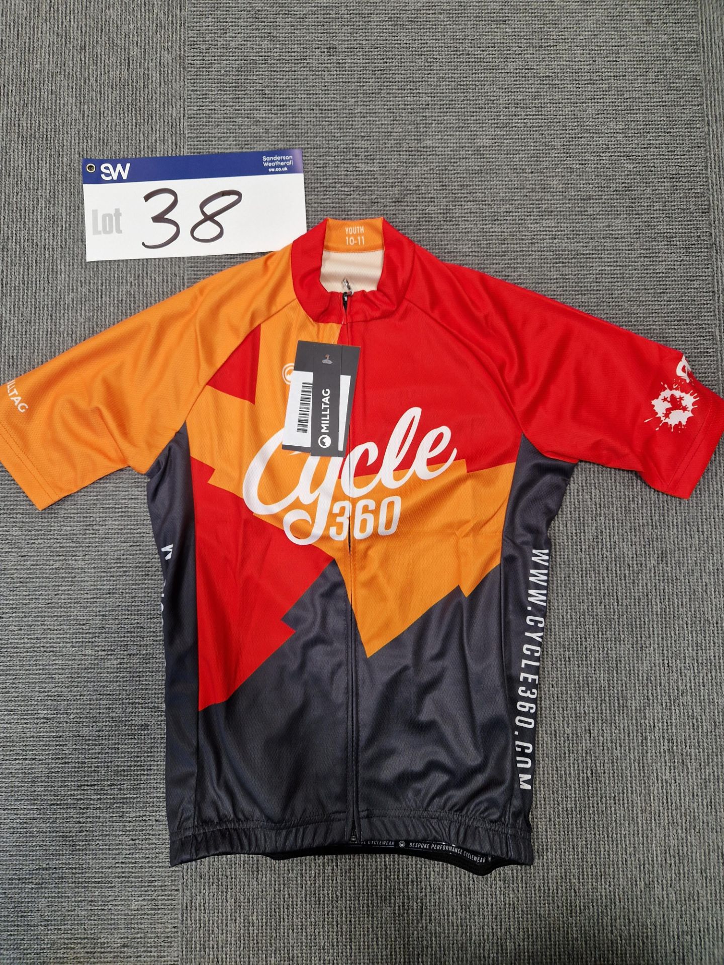 Youth's 10-11 Milltag Cycling Jersey, Branded Cycle 360, 100% PolyesterPlease read the following