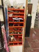 Assorted Plastic Stacking Boxes, with louvred wall panel and residual contents including mainly