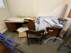 Two Double Pedestal Desks & Armchair (contents excluded) (reserve removal until contents cleared)