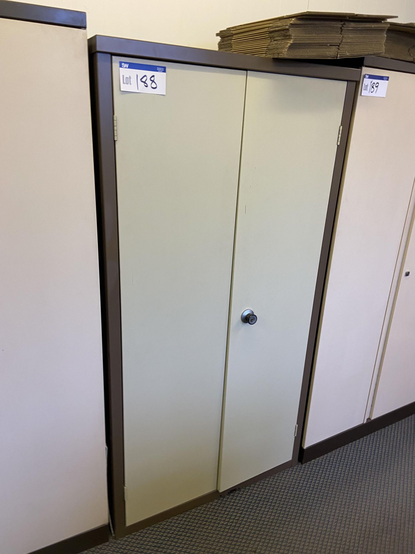 Steel Double Door Cupboard (contents excluded) (reserve removal until contents cleared)Please read