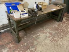 Timber Bench, approx. 2.3m x 700mm, fitted bench vicePlease read the following important