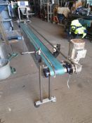 3m long x 125m wide x 800mm high Stainless Steel Framed Conveyor, with a flat plastic / canvass