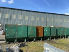 13 Steel Hopper Bottomed Tote Bins, each approx. 1.2m x 1.2m x 2m deep (in one line); lot located