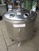 Grundy 250 Lts Insulated Vessel, with copper cooling coils, Ex. Pharma. Use it has 45 psi internal