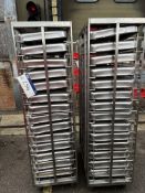 Two Mobile Unitech Trolleys, with 14 gastronome trays, each approx. 70cm x 40cm x 7cm deep, lift out