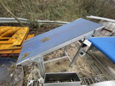 Flat Belt Inclined Conveyor, approx. 525mm wide on belt x 1.45m centres long (no drive), with