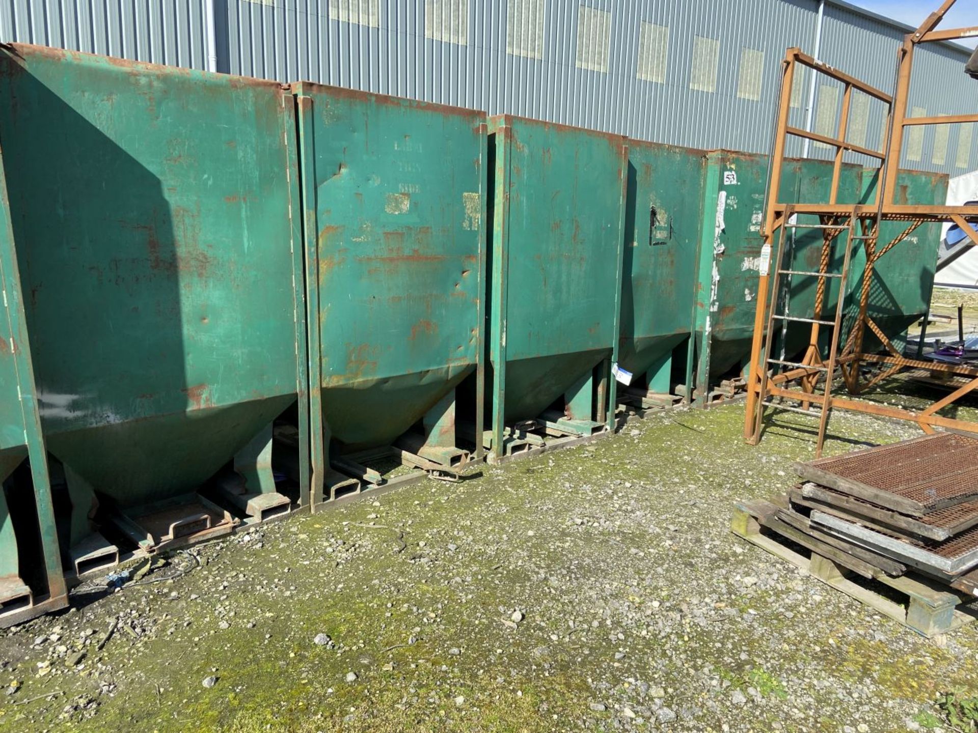 13 Steel Hopper Bottomed Tote Bins, each approx. 1.2m x 1.2m x 2m deep (in one line); lot located - Image 2 of 2