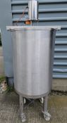 Adelphine Polished 300 Lts Stainless Steel Mobile Tank, complete with stainless steel lid ,