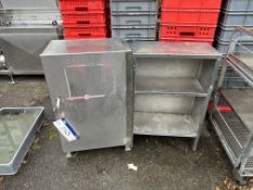 Two Cupboards (one open, one lockable), approx. 55cm x 36cm x 90cm high, lift out charge £30, lot
