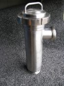 Realm Unjackated Stainless Steel 80mm Inline Dairy Filter, single skin unit with a take out 2 mm