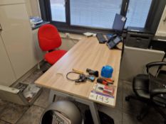 Metal Framed Desk & Red Upholstered Office ChairPlease read the following important notes:- ***