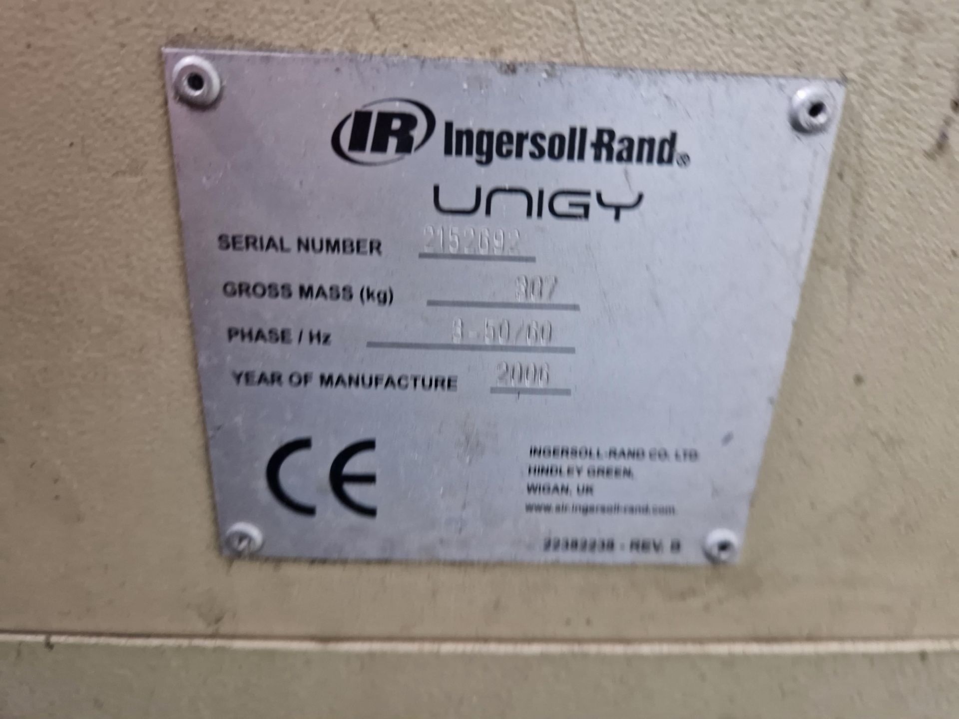 Ingersoll Rand Unigy Rotary Screw Air Compressor, serial no. 2152692, year of manufacture 2006, - Image 4 of 4