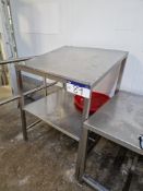 Stainless Steel Angled Two Tier Workstation Table, approx. 900mm x 900mm x 1200mmPlease read the