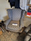 Blue Upholstered Wing Bank ChairPlease read the following important notes:- ***Overseas buyers - All