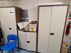 Two Bisley 6ft Double Door Cupboard, with Bisley low double door cupboardPlease read the following