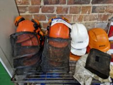Six Hard Hats, with Face Shield & Ear Defenders and Five Hard HatsPlease read the following