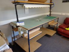 Mobile Metal framed Workstation with Electric Sockets and Lights, approx. 2m x 0.96m x 1.2mPlease