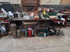 Steel Fabricated Workbench c/w Record Brench Mounted Vise (Reserve Removal unitl contents cleared)