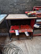 Metal Framed Wooden Top Mobile Unit and Wooden Two Tier UnitPlease read the following important