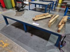 Steel Framed Workbench, Approx. 2.5m x 1.2m x 0.5mPlease read the following important notes:-