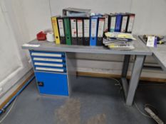 Metal Framed Four Drawer 1 Door Pedestal Work Desk, Approx. 1.5m x 0.7m x 0.85mPlease read the