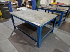 Steel Framed Workbench, Approx. 1.5m x 1m x 0.75mPlease read the following important notes:-