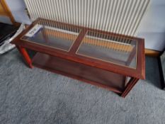 Glass Topped Wooden Coffee Table, 1.2m x 0.5mPlease read the following important notes:-