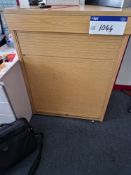 Light Oak Veneer Tambour Cupboard, with two drawer filing cabinetPlease read the following important