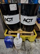 Two Part Drums of ACT NFG32 Cutting Fluid and Bunded Spill TankPlease read the following important
