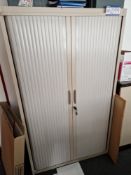 Tall Tambour Front Metal Double Door CupboardPlease read the following important notes:-